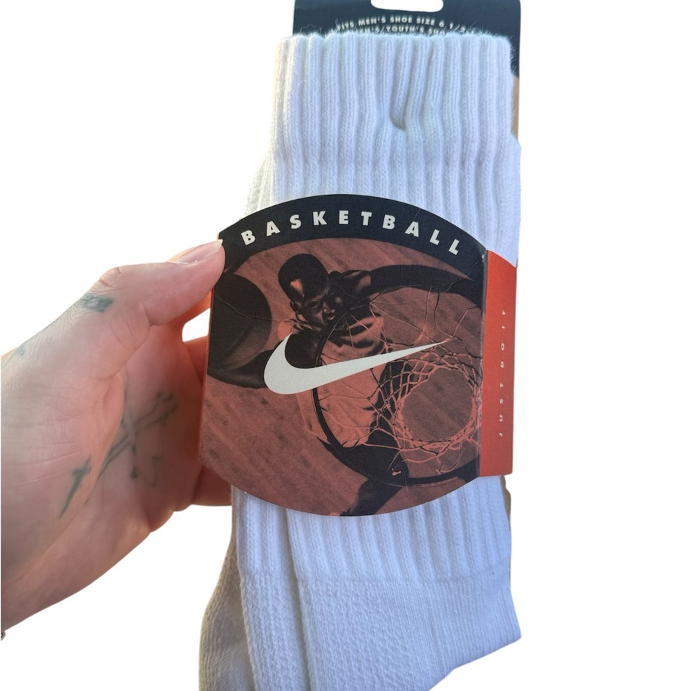 Nike White Basketball Crew Socks with Branded Wrap